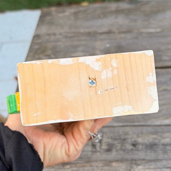 Hand painted Vintage Wood Snowman Christmas Decor Primitive Folk Art Let it Snow - Picture 8 of 8